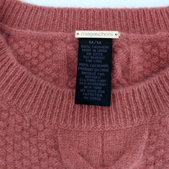 Magaschoni's Cashmere Sweater Crew neck Long Sleeve Pullover Mixed Knit Clay M - Picture 5 of 8